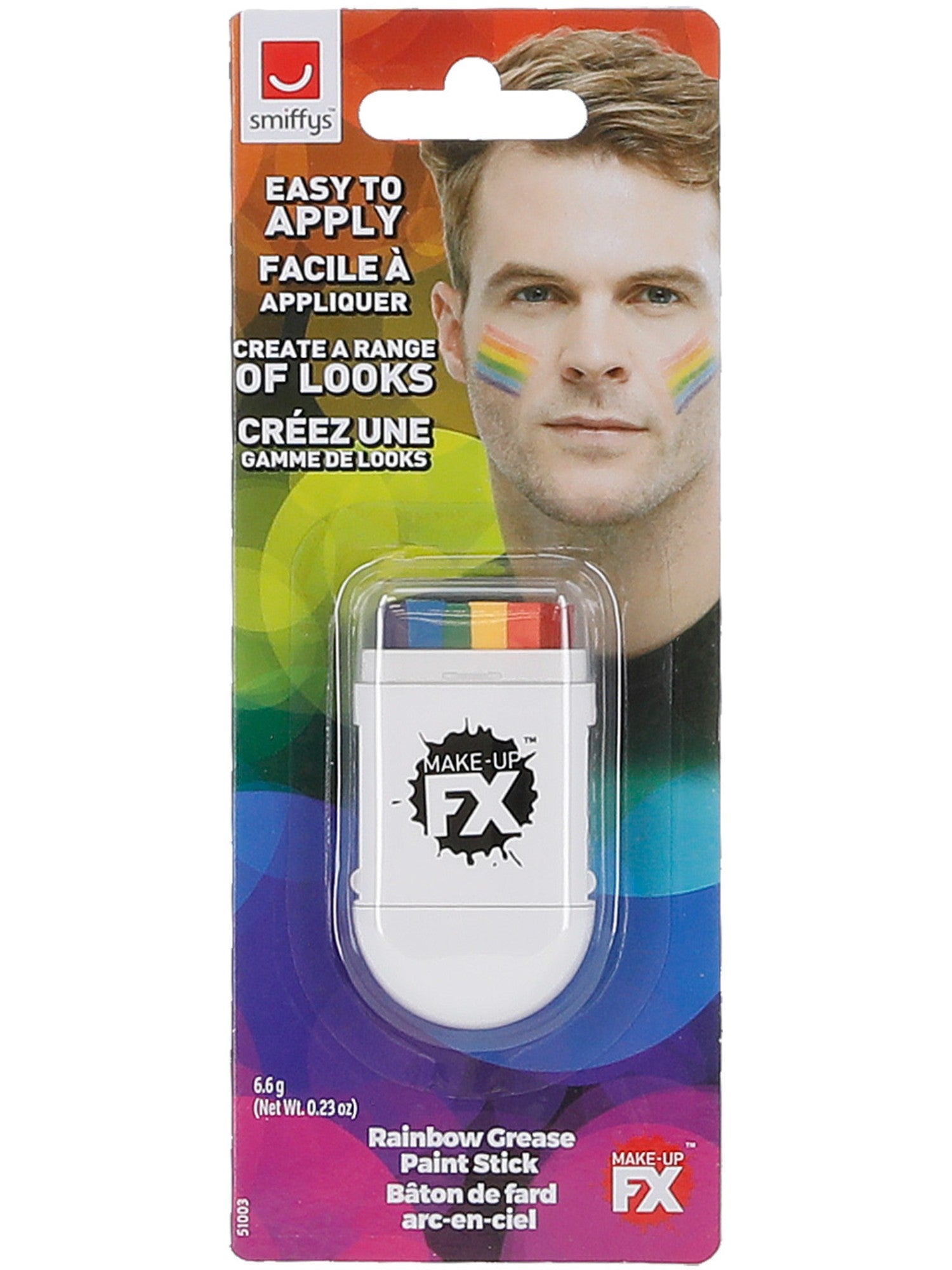 Smiffys Make-Up FX, Rainbow Grease Paint Stick