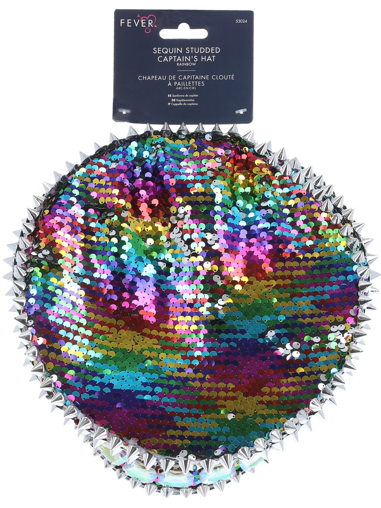 Fever Deluxe Sequin Studded Captains Hat, Rainbow